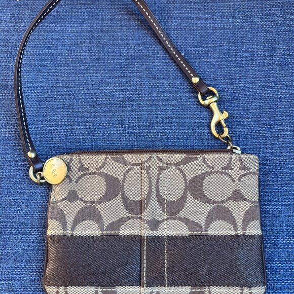 Coach Brown C Fabric Wristlet - Picture 2 of 3